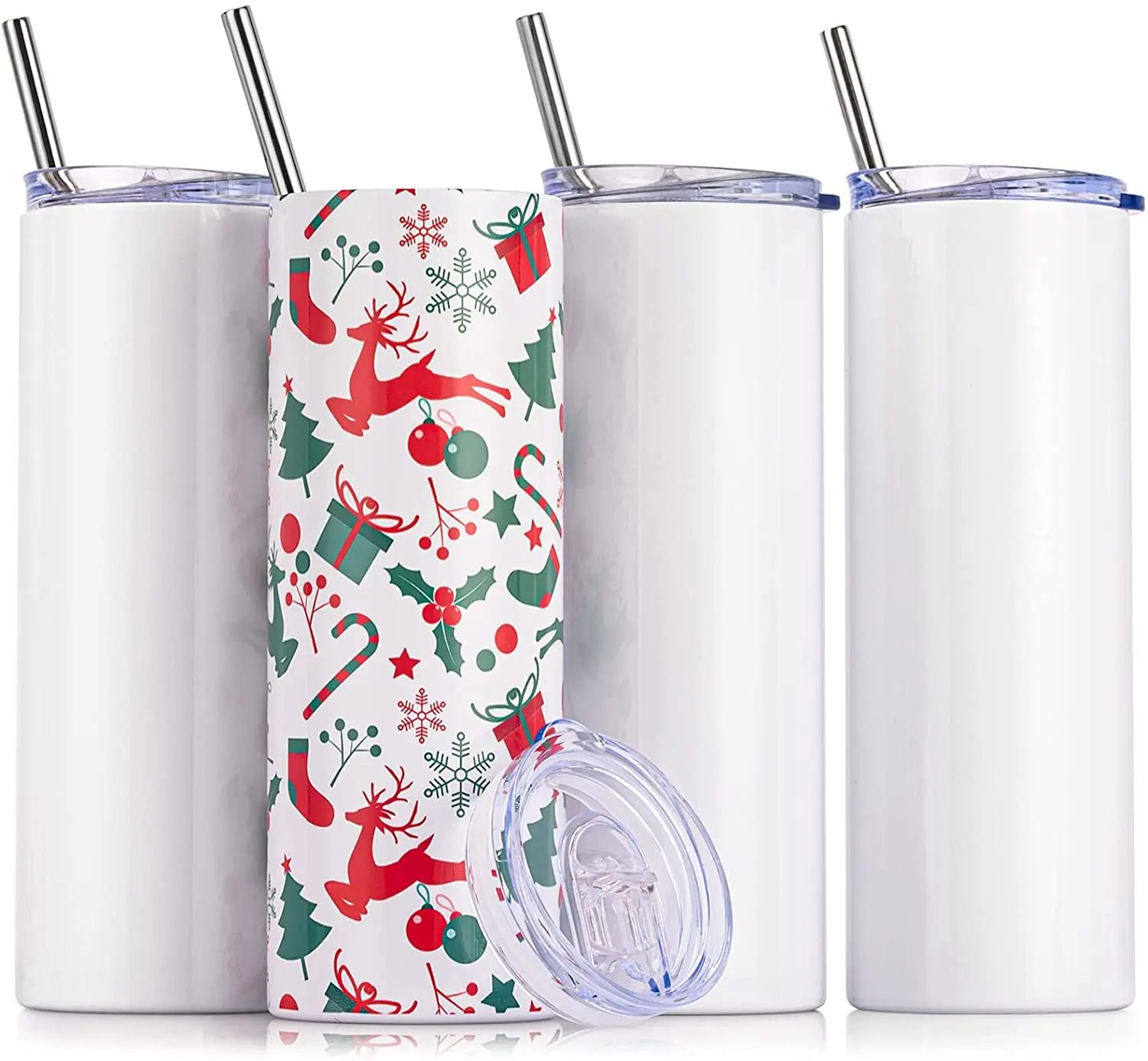 SAVY FREE SHIPPING US Warehouse Skinny Straight Blanks Sublimation Tumbler 20oz With Lids Straw Stainless Steel  Heat Transfer