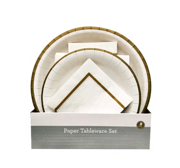 
Customized 7'Paper Plate 9' Paper Plate 25*25 Napkin 33*33napkin Four Leaves Clover Set 