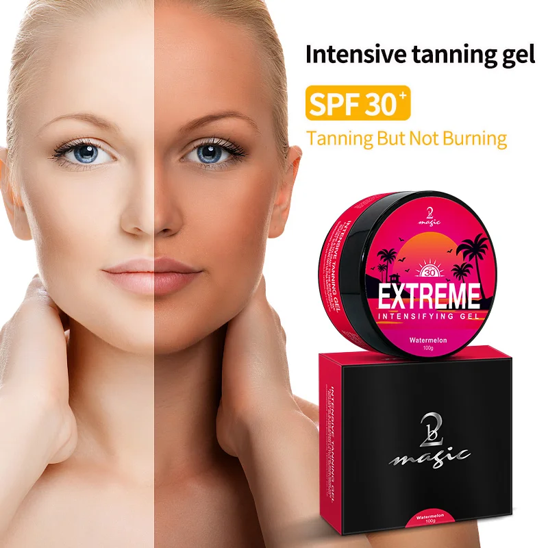 Private label sunbed tan accelerator 100ml sunscreen & tanning lotion extreme intensive self tanning gel