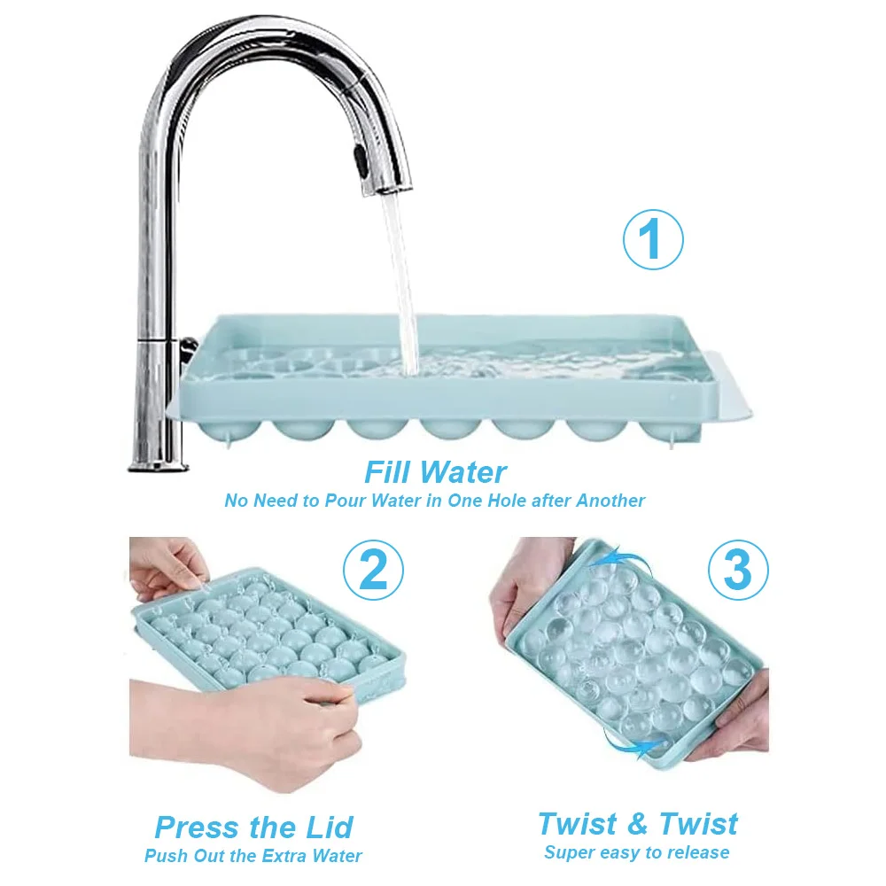 ice ball maker mold ice moulds round ice cubes trays with lid and bin for beers for freezer stackable