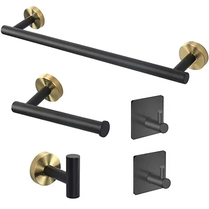 WEKIS Best Selling Bathroom Hardware Set Black Bathrobe Hanging Hook Towel Handle