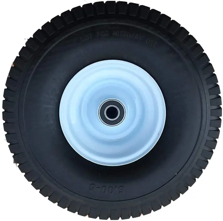 15 x 6.00-6 tyre wheel Flat free wheel with metal hub 600-6 Solid rubber tyre PU foam Puncture proof tyre