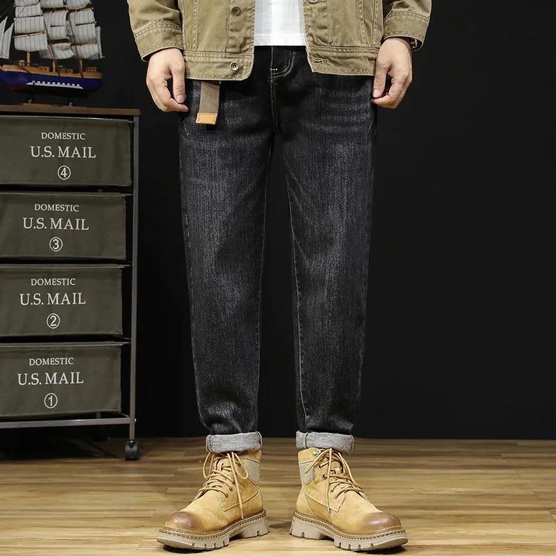 wholesale 1 piece straight 5xl blank thrift  loose plus size fit black korean pants custom denim baggy jeans men for men