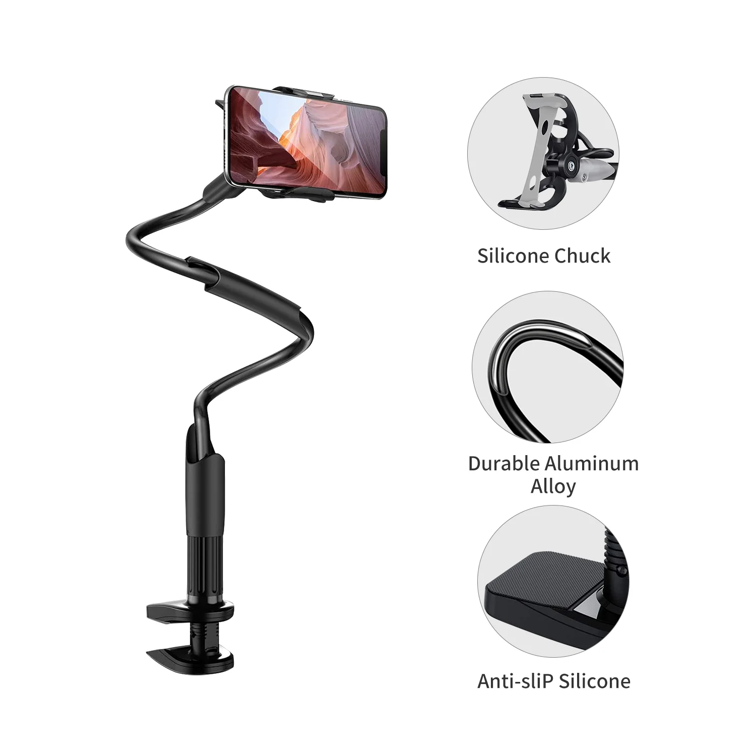 saiji flexible arm holder table top accessoires bed phone holder aluminum alloy gooseneck bett handy halterung clamp mount stand