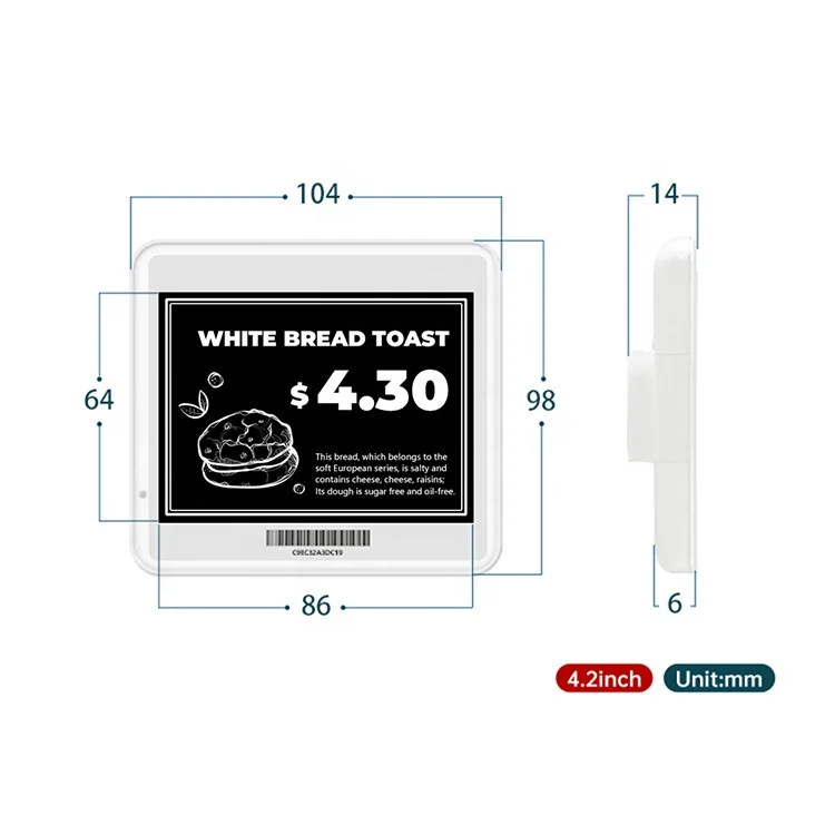 Supermarket Esl Label Esl E Ink  Price Display Shelves Price Tag Electronic Display