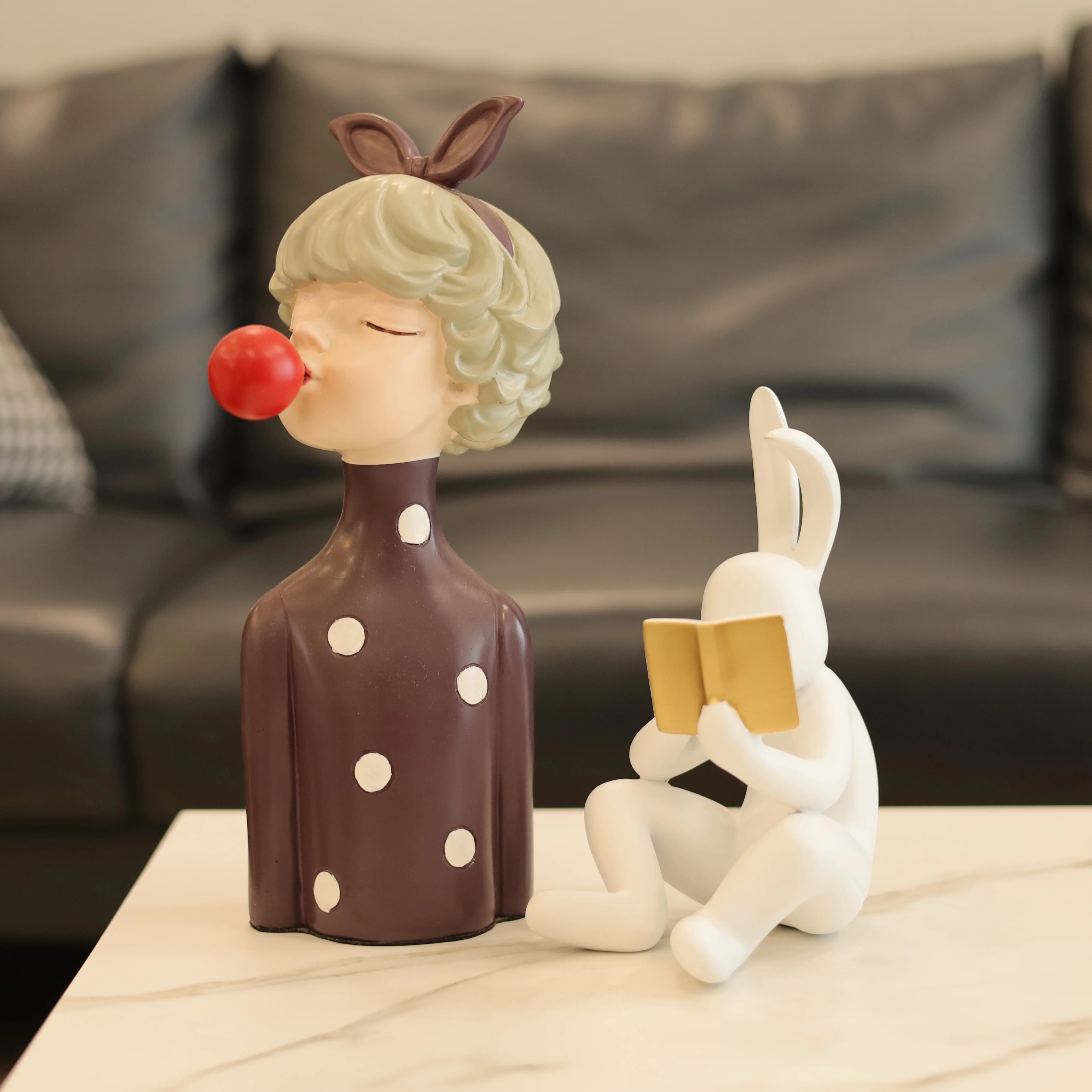 indoor modern  home glam goods decor luxury cute animal art sculpture Rabbit Ornament reading room decoration