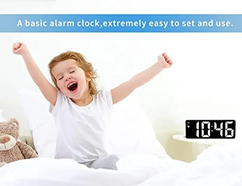 Custom Digital Alarm Clock Led Wireless Music Speaker Wake up Night Light Smart Alarms Clocks Lights Bedside Table Lamp for Kids