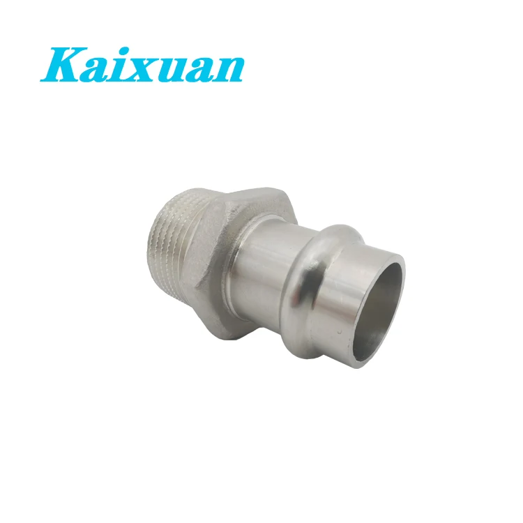 ss304 316 stainless steel press fitting v profile male threaded pipe nipple male adapter press casting manufacturer in China