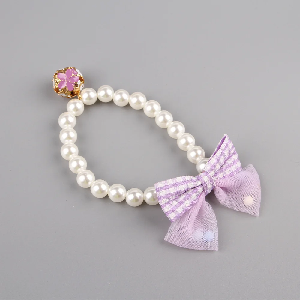 New pet bell pearl collar dress up cat pearl necklace accessories small and medium-sized dog collar