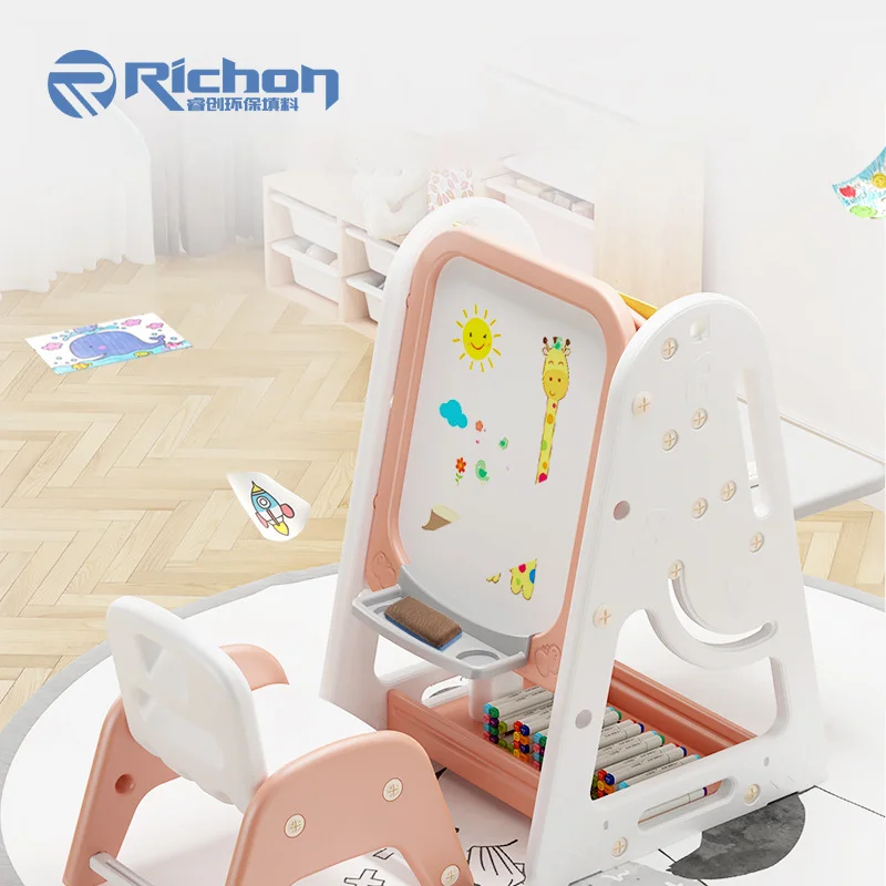 Kids Erasable Drawing Board Reusable Painting Board Plastic Writing Desk Board With Chair