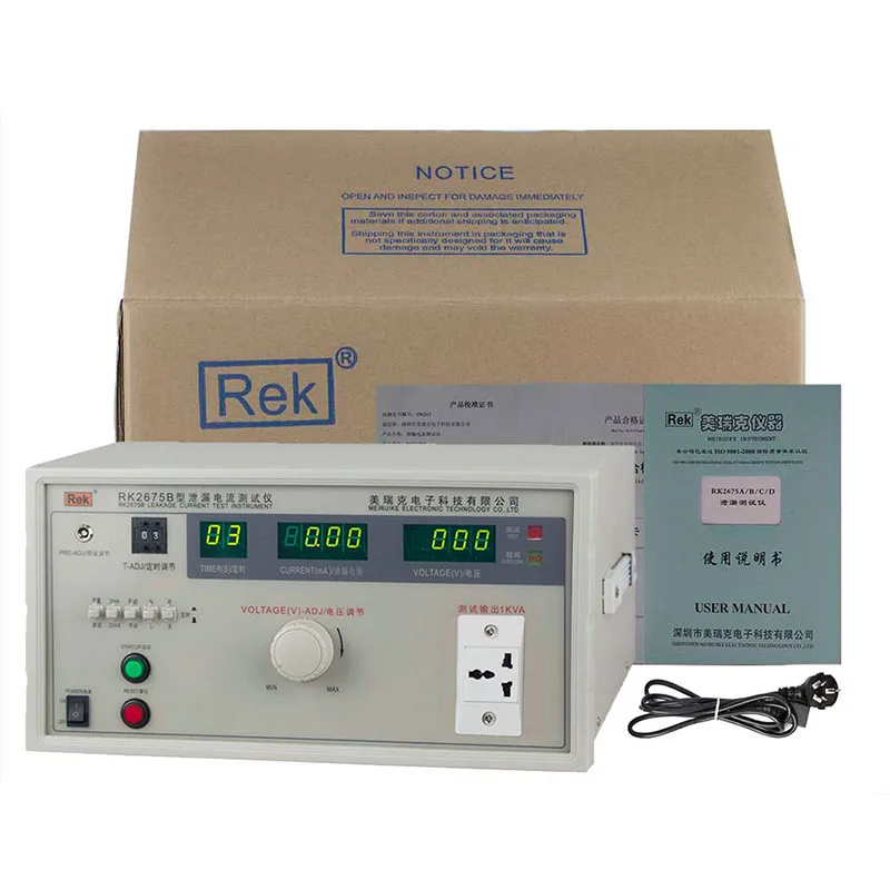 REK Desktop ac Leakage current tester meter RK2675B with LED Digital display 1000VA leakage detection equipment