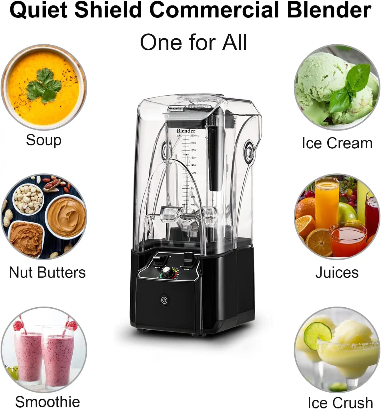 Commercial Automatic Silent Juice Blender Machine Fruit Smoothie Machine With Sound Cover Enclosure