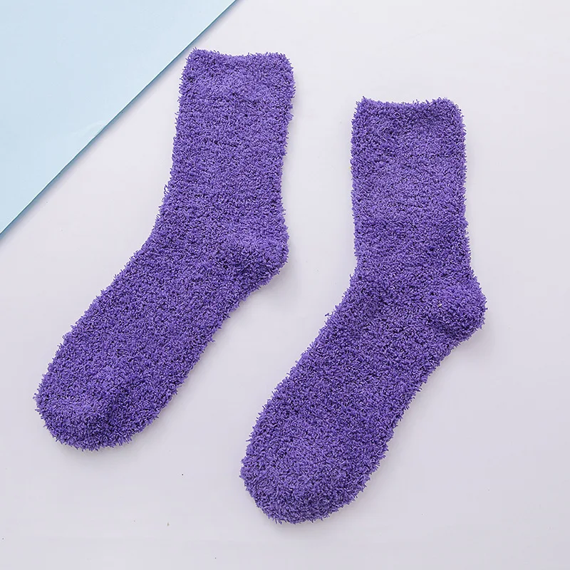 sleeping winter sock woman fluffy thick purple pink girls thermal Thickened Wool Cashmere Tube Terry socks cozy boys dolls socks
