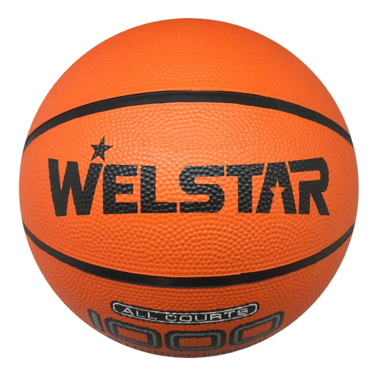 2024 Welstar Basic orange color rubber basketball Flat channel for official size 7 rubber basketball ball manufacturer