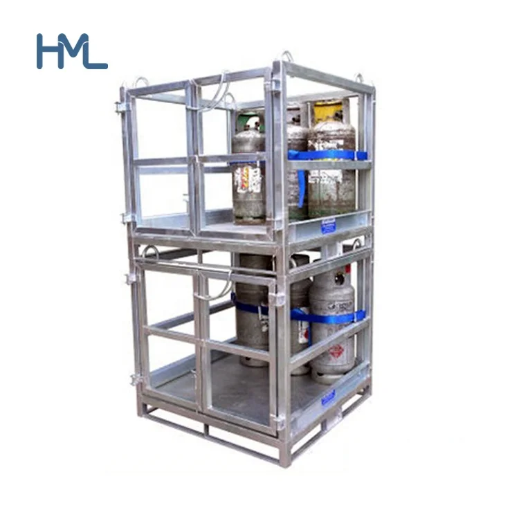 Huameilong galvanized stackable propane calor gas cylinder storage cages with nylon strip