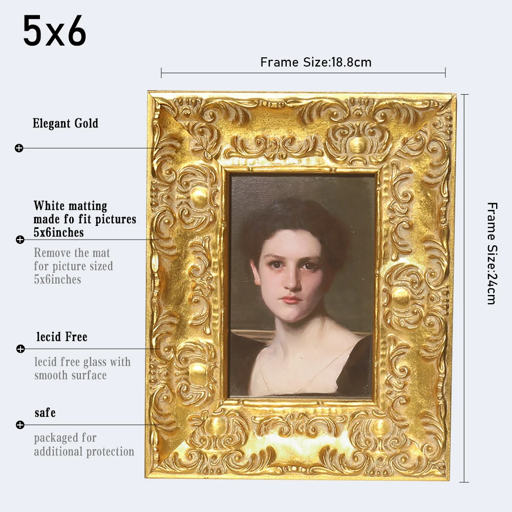 European Luxury Baroque Style Gold Craved Leaf Wooden Photo Frames Wholesale Picture Frame