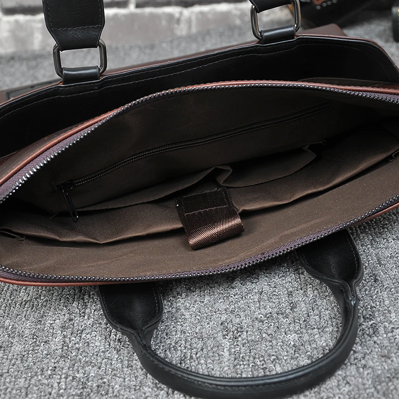 In Stock Laptop Leather Bag for Men Vintage Leather Laptop Bag Mens Laptop Shoulder Bag