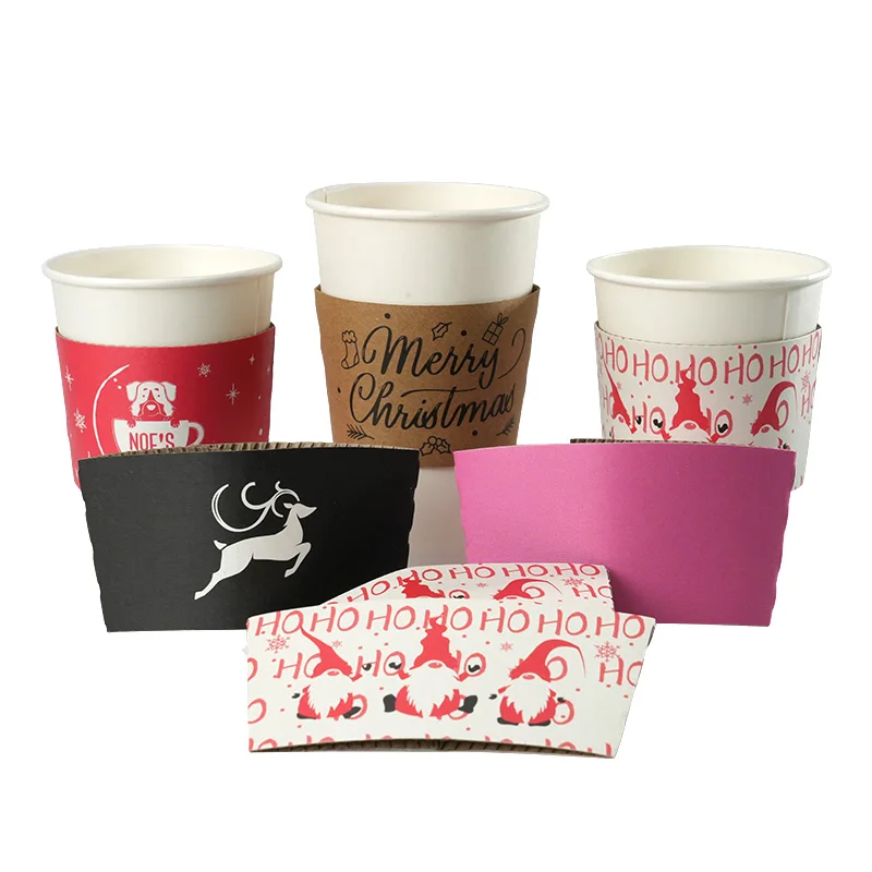 Disposable Biodegradable New Design Christmas Style Coffee Cups for Hot Drink Single Double Wall Paper Cups