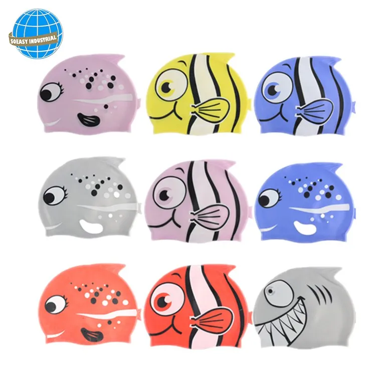 Cheap making cartoon shaped animal print silicone swimming cap