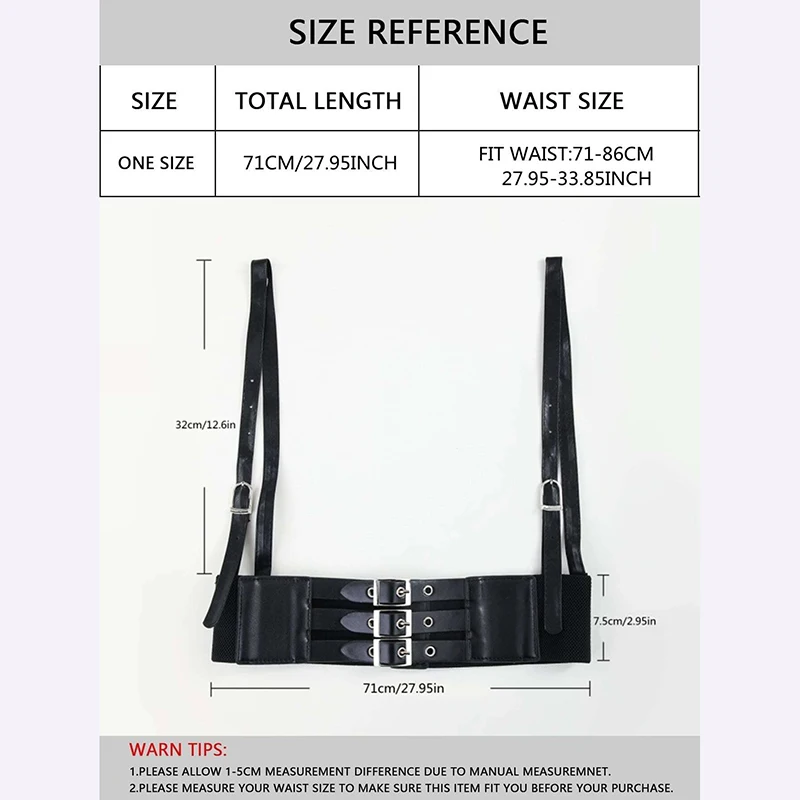 Personality Retro Women Three Layer Buckle Girdle PU Leather Harness Body Bondage Belt Shirt Dress Harness Belt