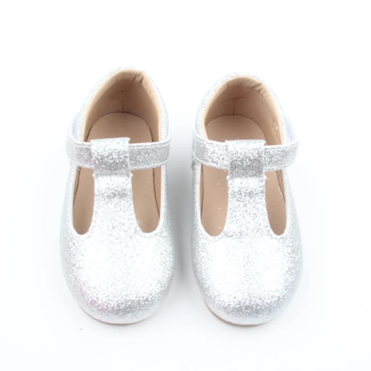 BEIBEINOYA Glitter Cotton T Bar Hook And Loop Sizes 5 To 9 Children School Shoe Kids Party Shoes For Girls