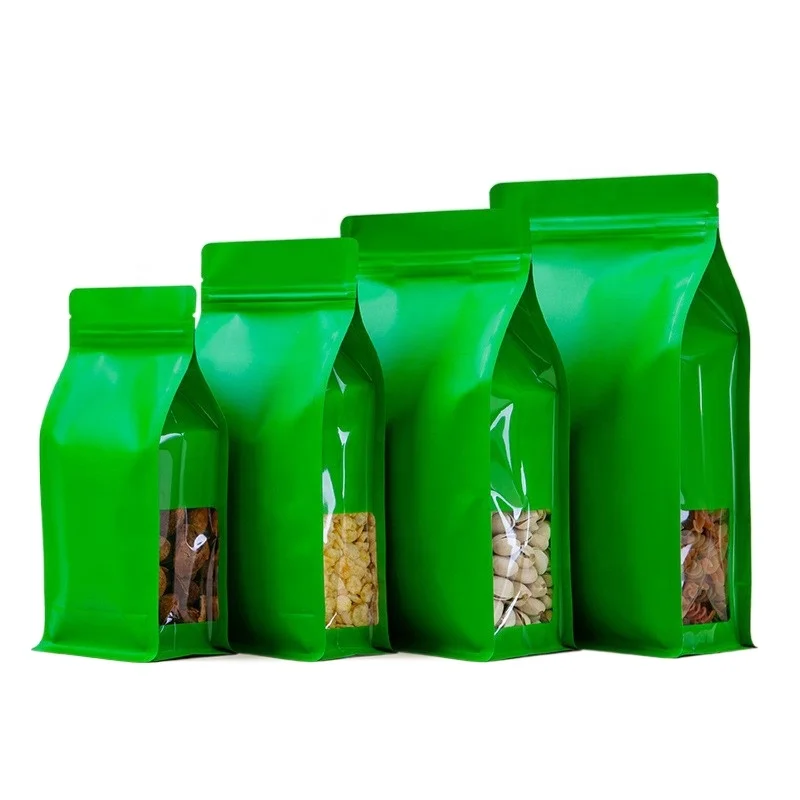 Eight-Side Self-Standing Aluminum Foil Pouch with Clear Window Zipper Top Moisture-Proof Sandwich Sugar Noodle Milk Packaging