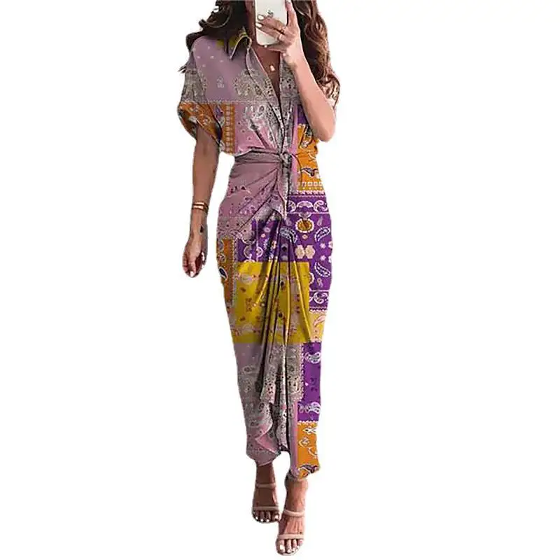 Женское модное темпераментное свободное повседневное кружевное платье с принтом