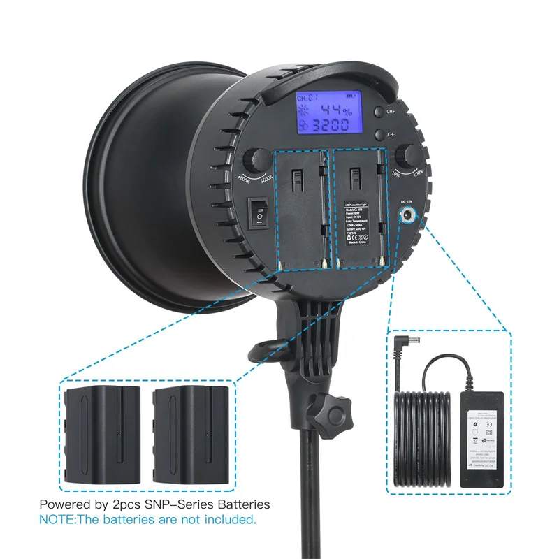 Bi-Color Temperature 3200K-5600K Professional Studio Light LED Video Light for Studio Outdoor Photography