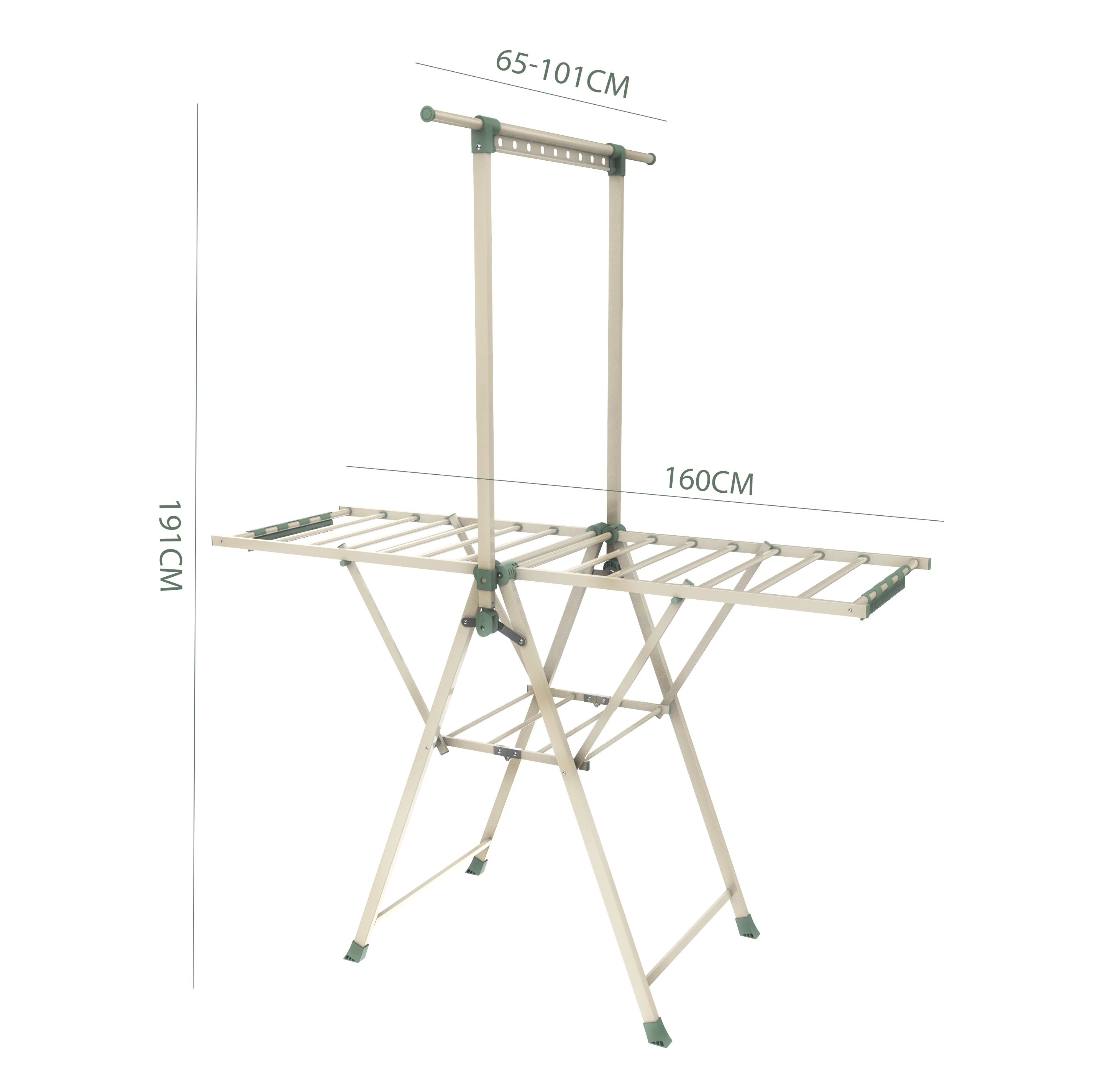 More Stable Square Tube Laundry Drying Racks Foldable Single Bar Hanging Clothes Dryer Rack With Stocking Clip