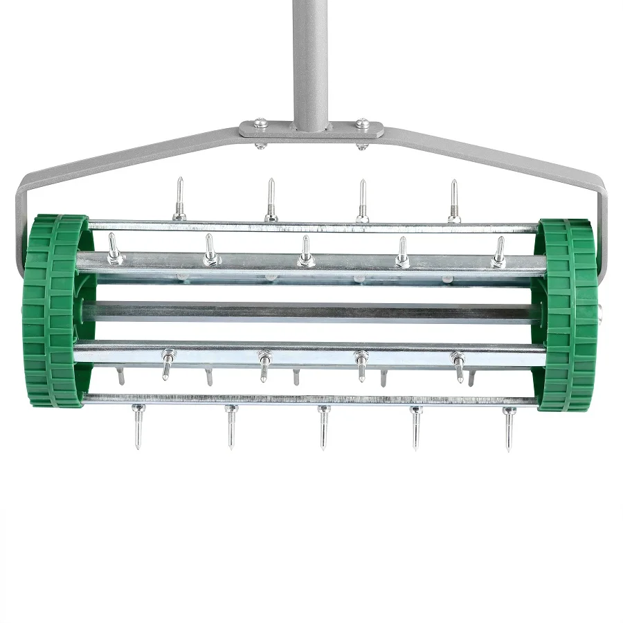 18 inch Rolling Lawn Soil Aeration spike Hand Push Manual Garden Scarifier Garden grass Aerator