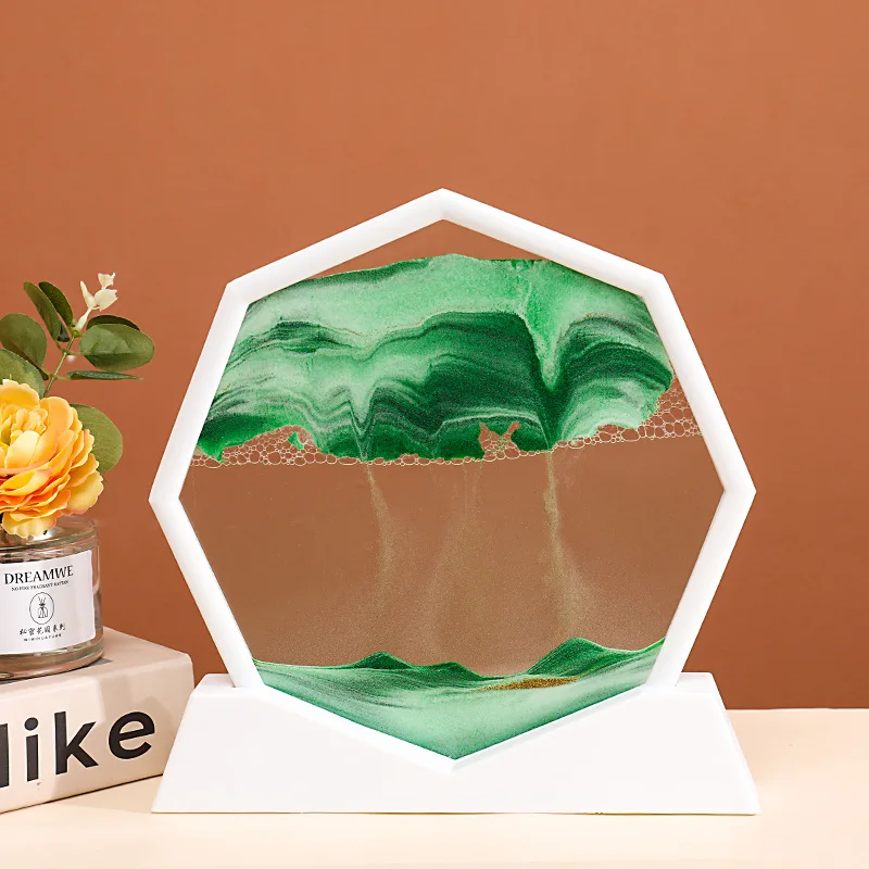 Moving Sand Art Picture 25cm Glass 3D Hourglass Deep Sea Sandscape Quicksand Painting For Home Decor