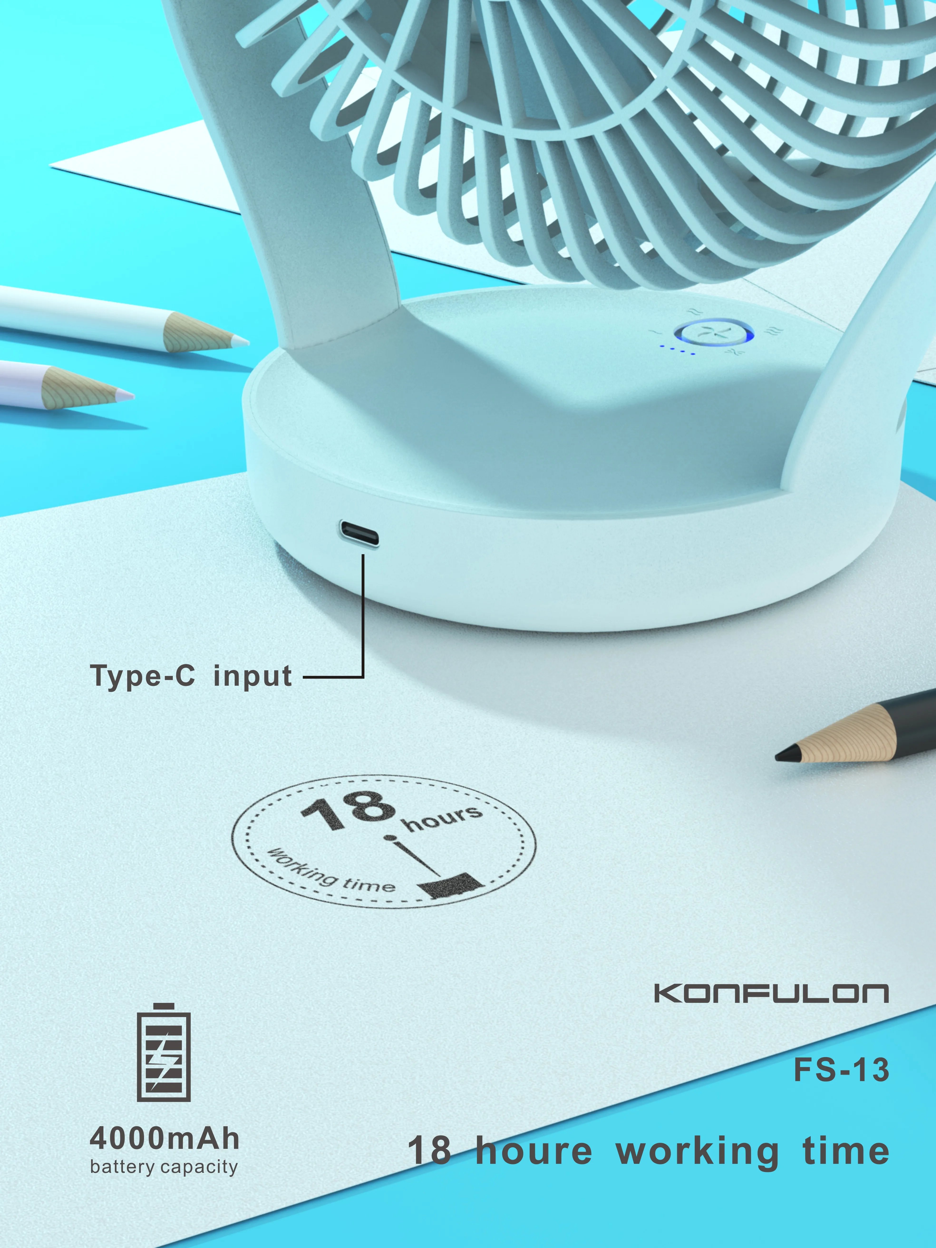 KONFULON 2024 top Selling new Desk Fan 4 Speed Adjustable Head 360 Degree Rotatable Personal Fans Small Table Fan for travel