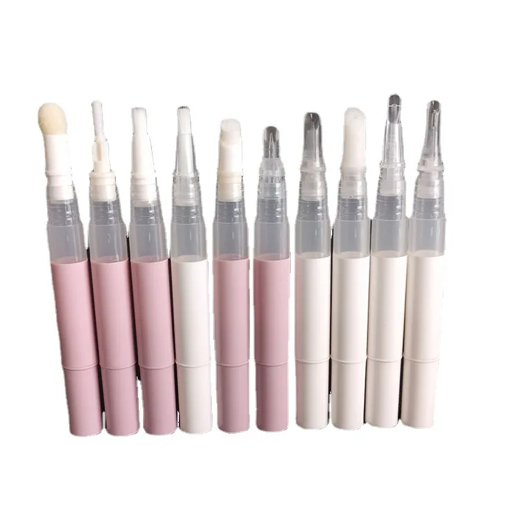 OEM private label Wholesale 3ml Plastic lip gloss tube beautiful color Cosmetic Pen for nail cuticle oil with Brush application