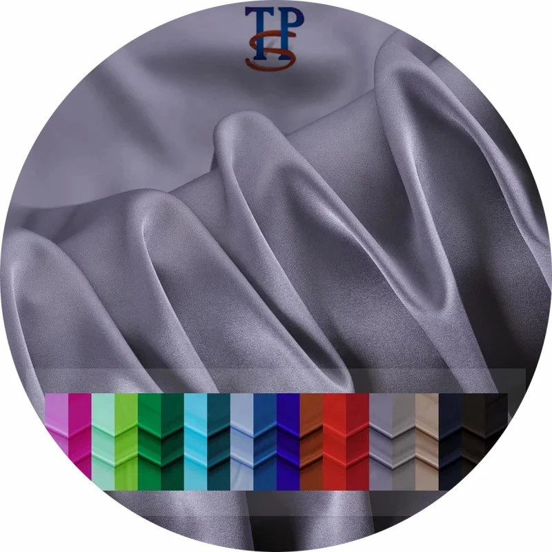 
19MM solid plain dyed pure color silk elastic stretch spandex satin fabric 