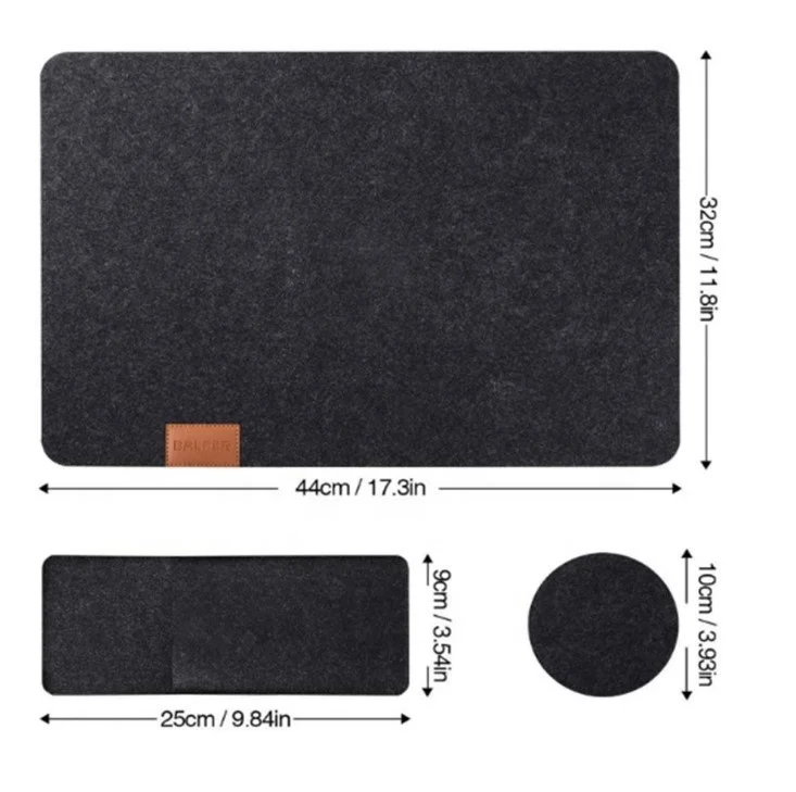 Felt placemats-Stain Heat Resistant Washable felt table mat, Dark grey Place Mats Set of 6 for dinner