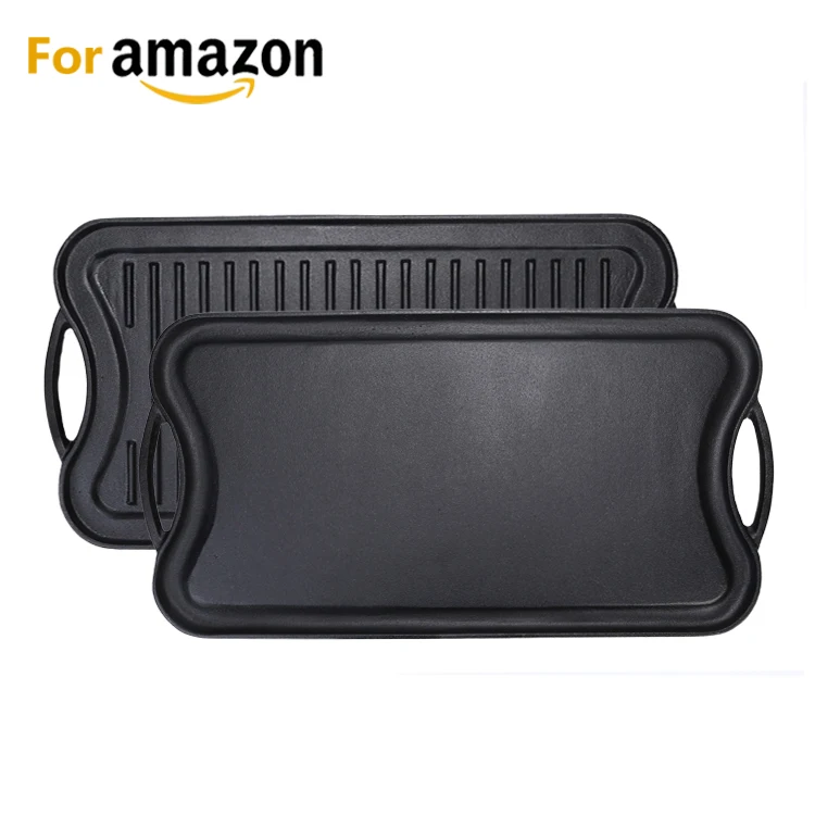 Amazon solution чугунная прямоугольная плоская сковорода для жарки барбекю гриль сковорода для Amazon