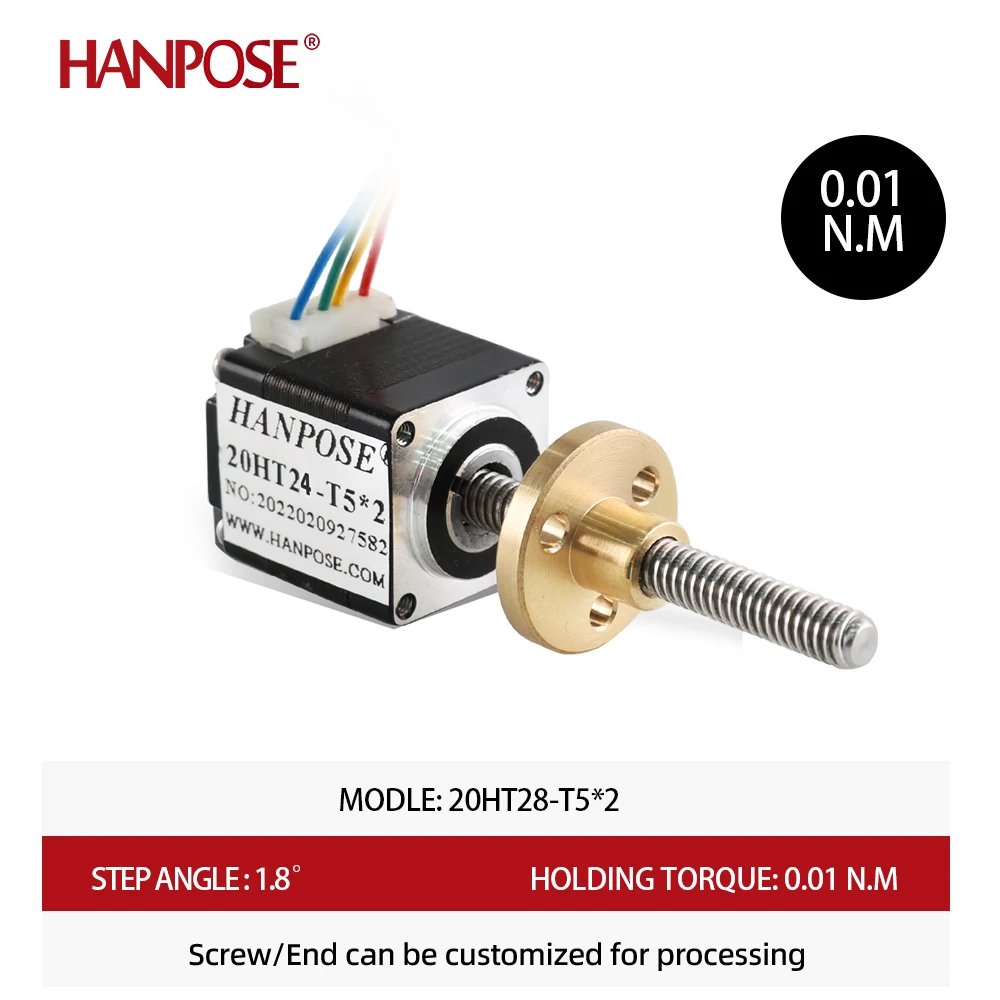 hanpose 20 stepper motor T5 screw stepmotor screw 20HT24-T5*2  50MM 0.01n.m For game machines screw trapezoid mini motor nema 8