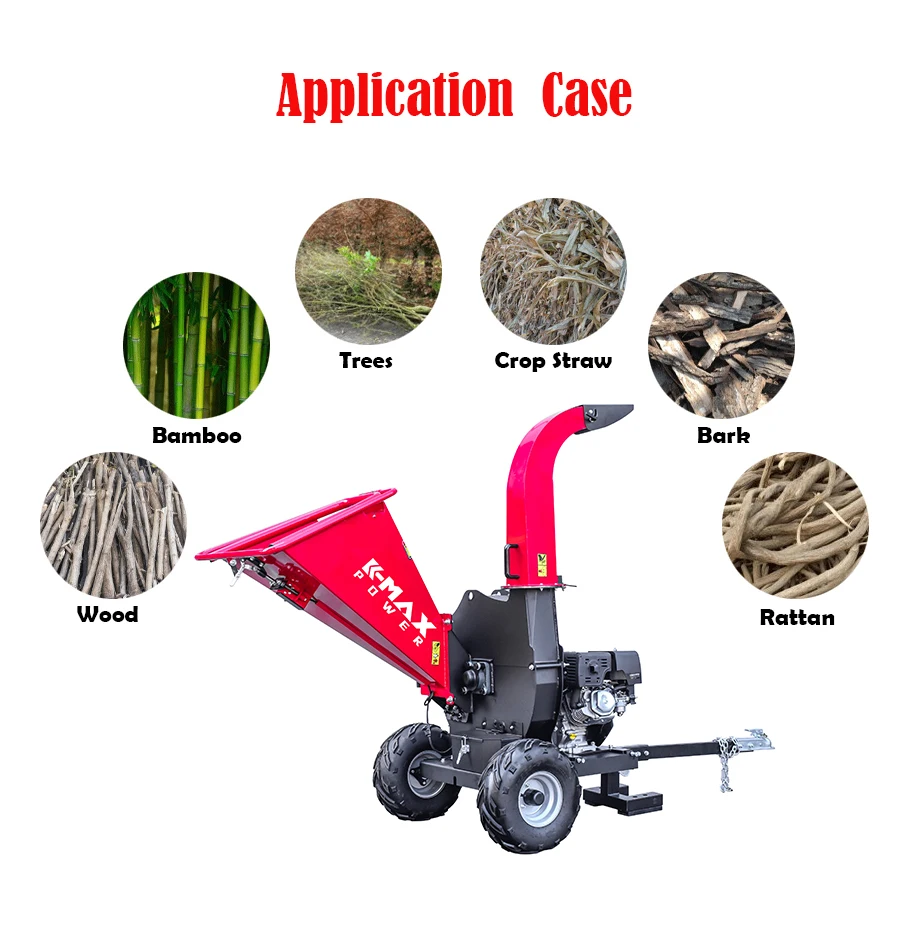 TUV CE Approved High Efficiency 15HP Four Stroke Fuel Saving Electric Start Mobile ATV Drum Wood Chipper Shredder