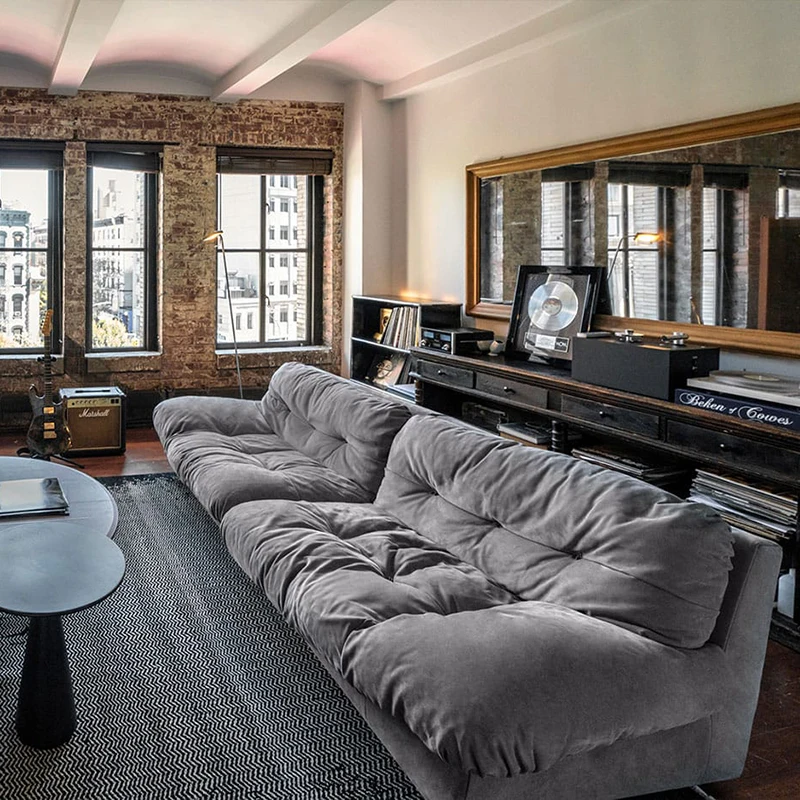 Cloud sofa Leather upholstery small apartment sofa Fabric sofa