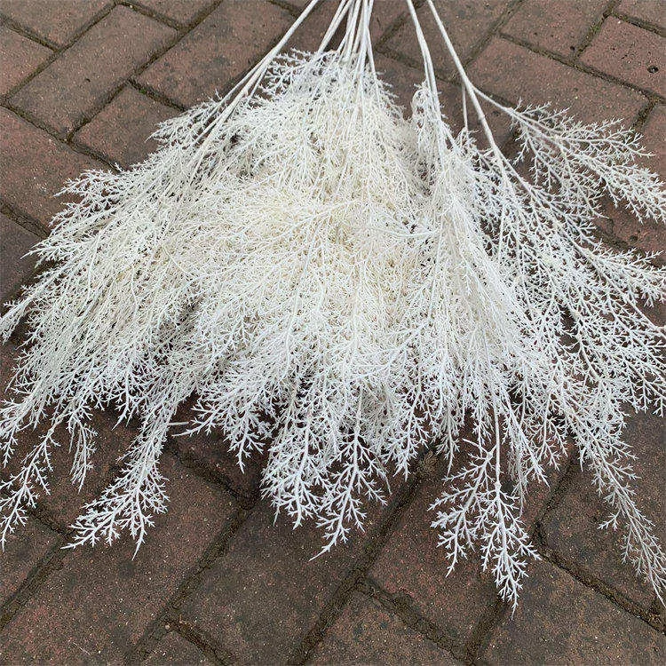 O-210 Wholesale white fog flower 6 branches decorative artificial rime grass hanging misty flower plastic faux plants