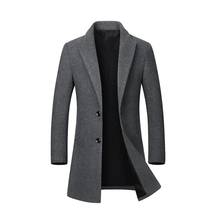 Winter Heavy Utility Cotton Lapel Men Single Breasted Clothing Slim Trench Coat Warm Overcoat Jacket