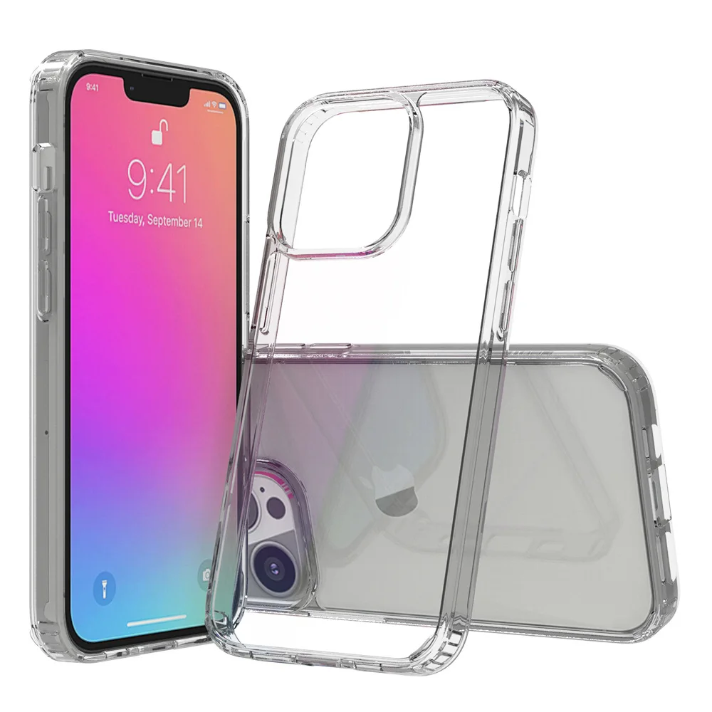 Hot selling 2 in 1 transparent acrylic TPU anti drop clean phone case for iPhone 11 12 13 pro max