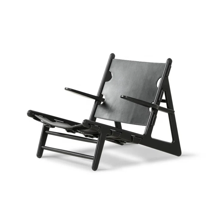 Mid Century Danish Design Spanish Living Room Hotel Furniture OAK Lounge Chair Handmade Saddle Genuine Leather Hunting Chair