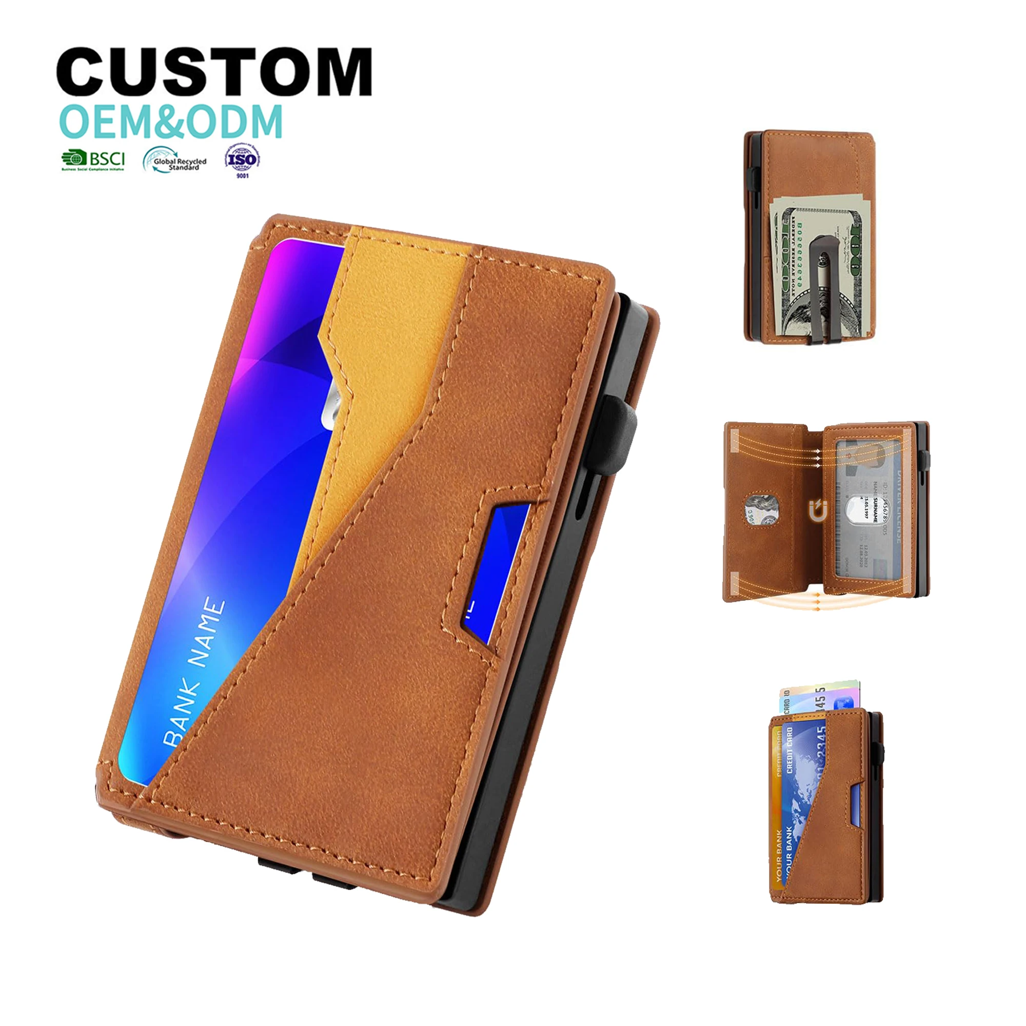 2024 New Metal Aluminum Card Case Wallet With Metal Money Clip RFID Blocking Smart Automatic Pop Up Credit Card Holder Wallet
