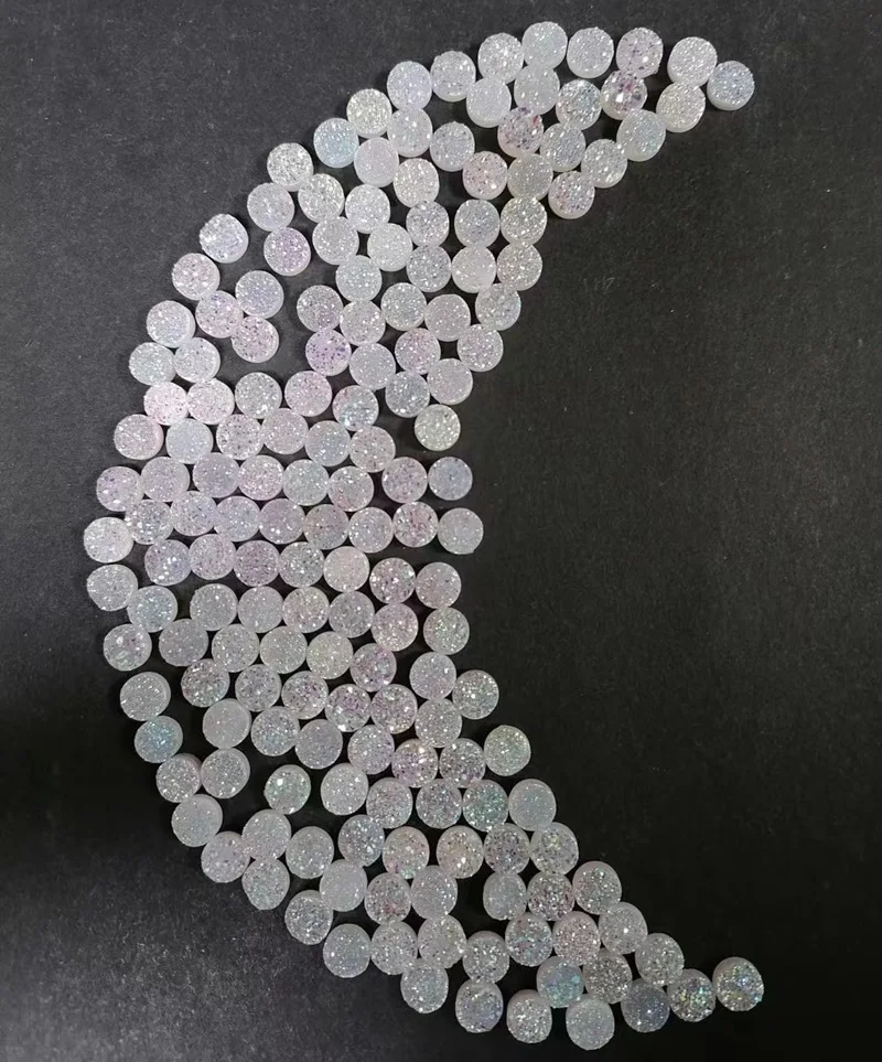 New fashion flat 6mm round opal white color pave natural druzy beads onyx beads for earring jewelry