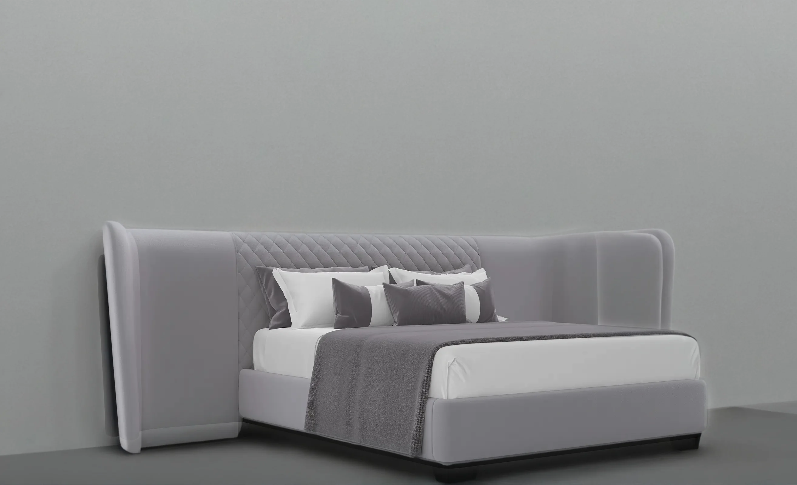 High end villa furnitures luxury velvet fabric large headboard bed set home super king size bed white bedroom furniture