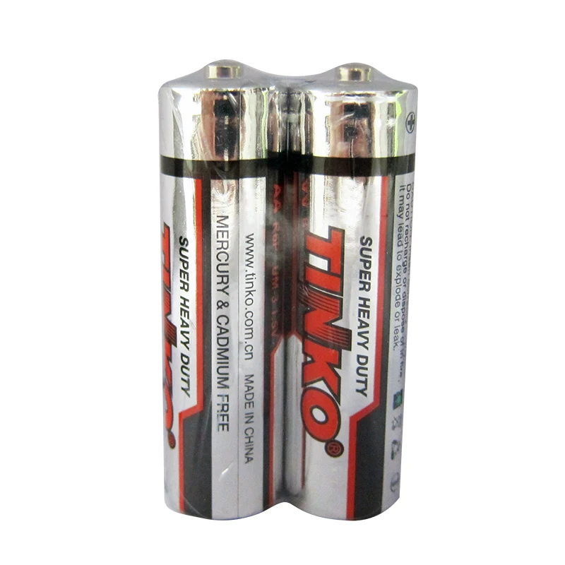 Enviroment friendly 1.5v TINKO 0%hg carbon zinc r6p aa um3 battery