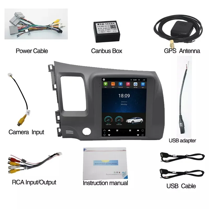9.7 inch HD Touch screen for 2004-2009 civic LHD Android 9.1 Auto radio Car Stereo System car dvd player