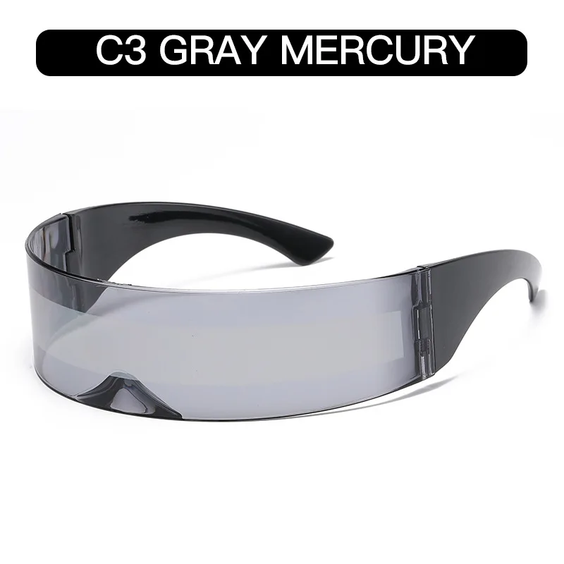 Futuristic Narrow Visor Women Sunglasses Laser Eyeglasses Personality Mirrored Lens Eyewear Glasses integrated Men Sun Glasses