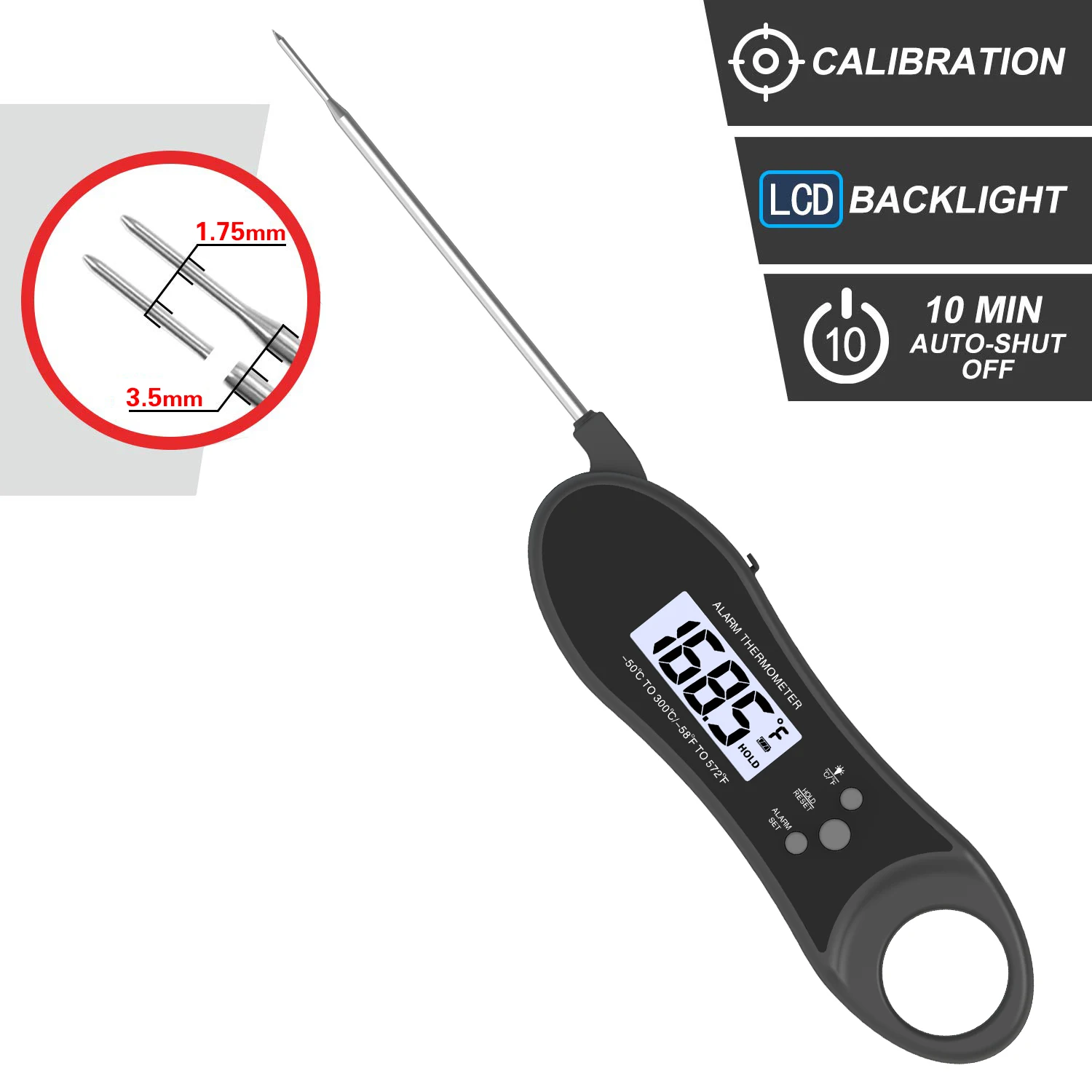 Meat Thermometer with Backlight and Magnet for Liquid